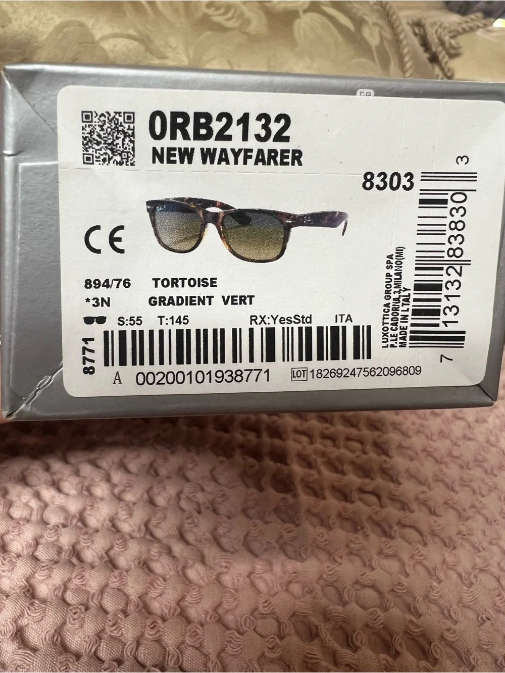 Ray-Ban RB2132 New Wayfarer 894/76 Tortoise Green Sunglasses 55mm